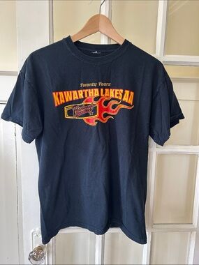 Kawartha Lakes AA Black Graphic Tee with Flame Logo, Peterborough